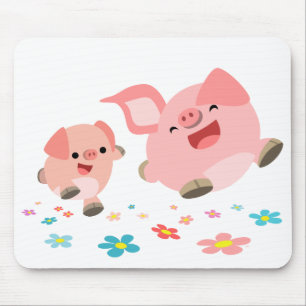 Tapis De Souris C'est le printemps ! ! - Deux mignons cochons de c