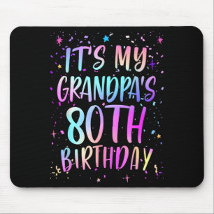 Tapis De Souris C'est les 80 ans de mon grand-père Coloré Joyeux 8