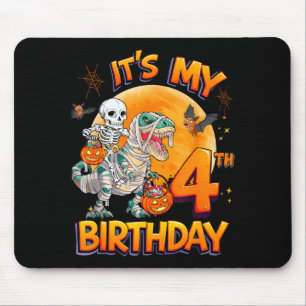Tapis De Souris C'est mon 4ème anniversaire squelette de dinosaure