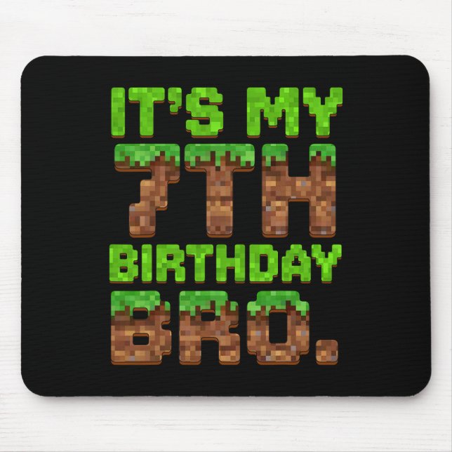 Tapis De Souris C'est mon 7e anniversaire frangin jeu pixel funny  (Devant)