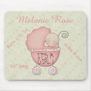 Tapis De Souris C'est une fille ! Berceau rose pour bébé plein de