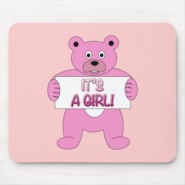 Tapis De Souris C'est une fille rose ours (Devant)