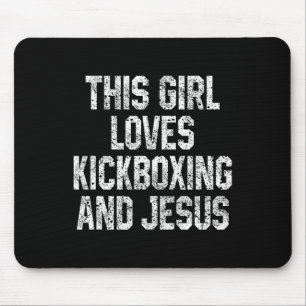 Tapis De Souris Cette fille adore le kickboxing et Jésus drôle kic