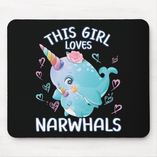 Tapis De Souris Cette Fille Aime Les Narwhals (Devant)