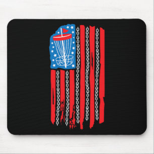 Tapis De Souris Chaîne de panier de golf à disque Drapeau Américai