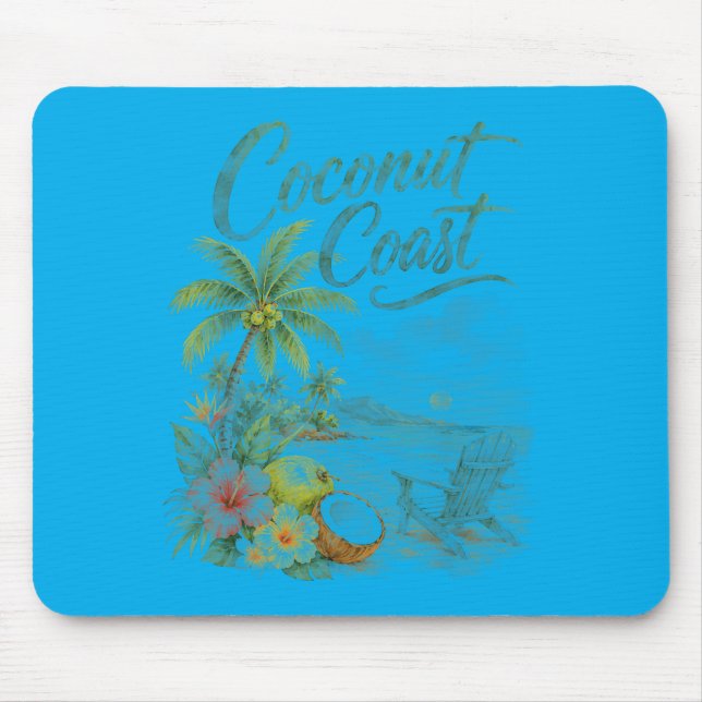 Tapis De Souris Chaise de plage tropicale Coco Coast Aquarelle (Devant)