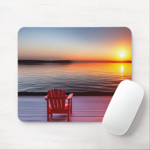 Tapis De Souris Chaise Red Adirondack Sur Lake Dock