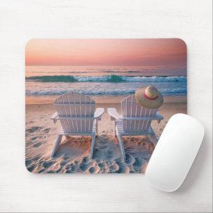 Tapis De Souris Chaises Adirondack Sur La Plage Tropicale