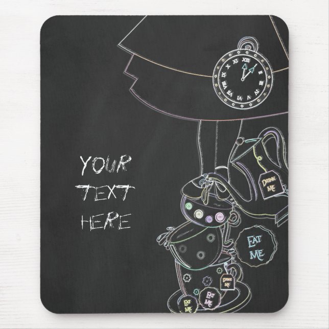 Tapis De Souris Chalkboard Alice dans Wonderland Teups Chalk (Devant)