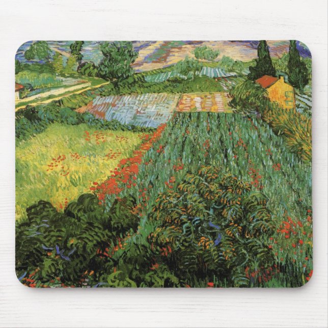 Tapis De Souris Champ avec des pavots par Vincent van Gogh (Devant)