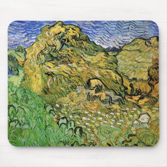 Tapis De Souris Champ avec meules de blé par Vincent van Gogh (Devant)