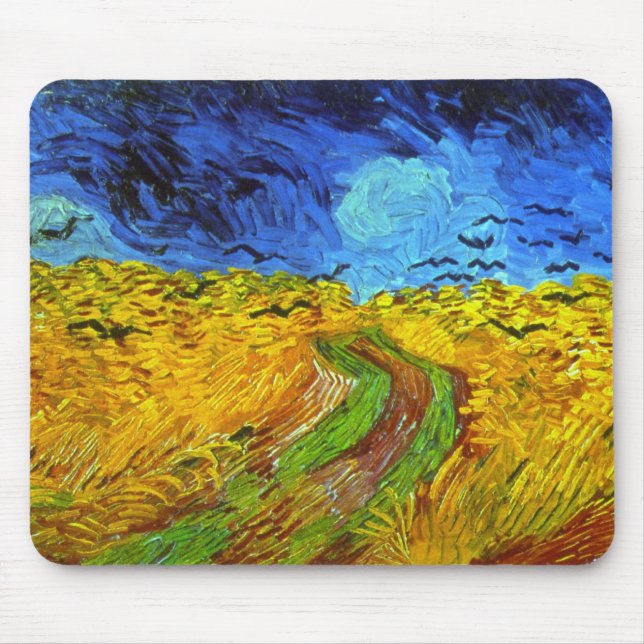 Tapis De Souris Champ de blé avec corbeaux Van Gogh Art (Devant)