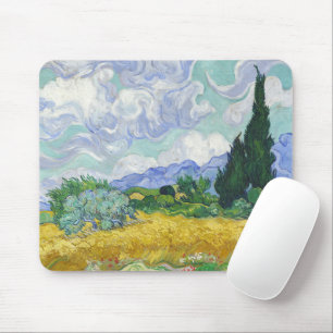 Tapis De Souris Champ de blé avec Cyprès par Vincent van Gogh