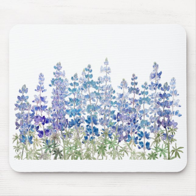 Tapis De Souris champ de fleurs de lupin bleu violet horizontal (Devant)