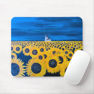 Tapis De Souris Champ de tournesols peinture par Alfred Fox