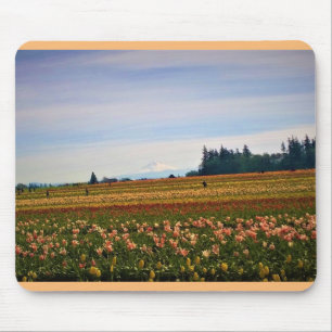 Tapis De Souris Champ de tulipes avec le mont Hood, Oregon