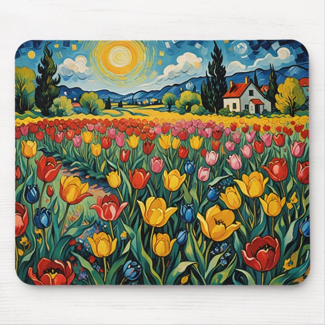 Tapis De Souris Champ de tulipes hollandais (Devant)