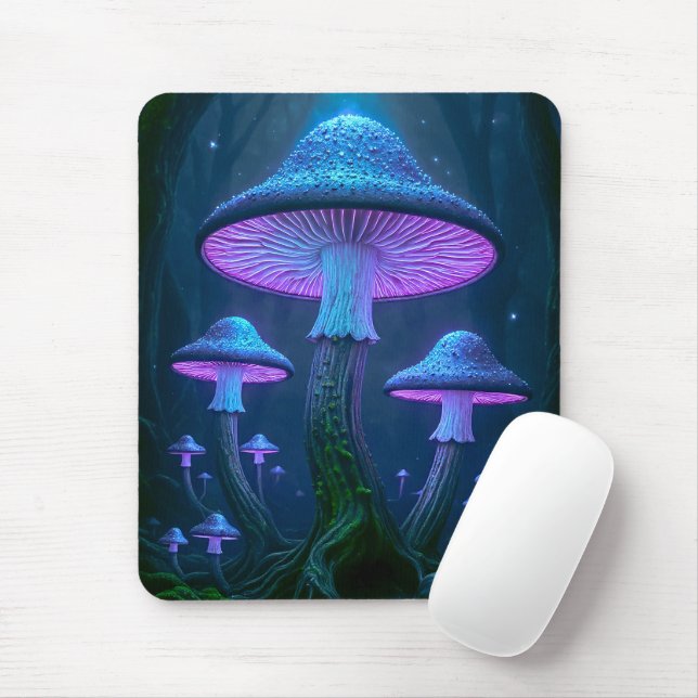 Tapis De Souris Champignon forestier bioluminescent éthéré (Avec souris)
