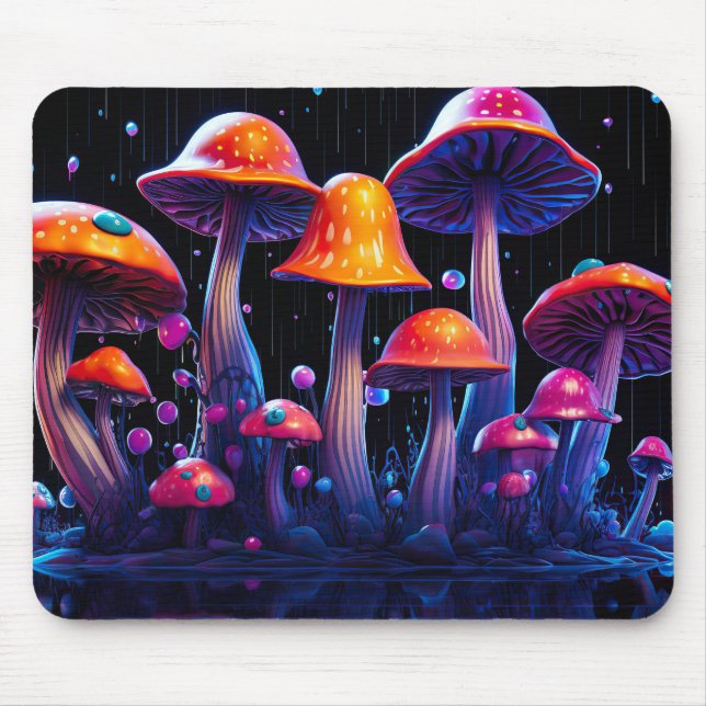 Tapis De Souris Champignon néon de style psychédélique (Devant)