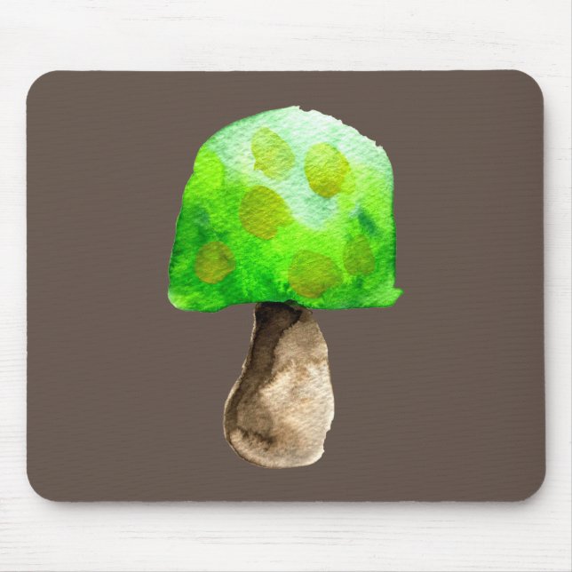 Tapis De Souris Champignon vert aquarelle champignons mignons (Devant)
