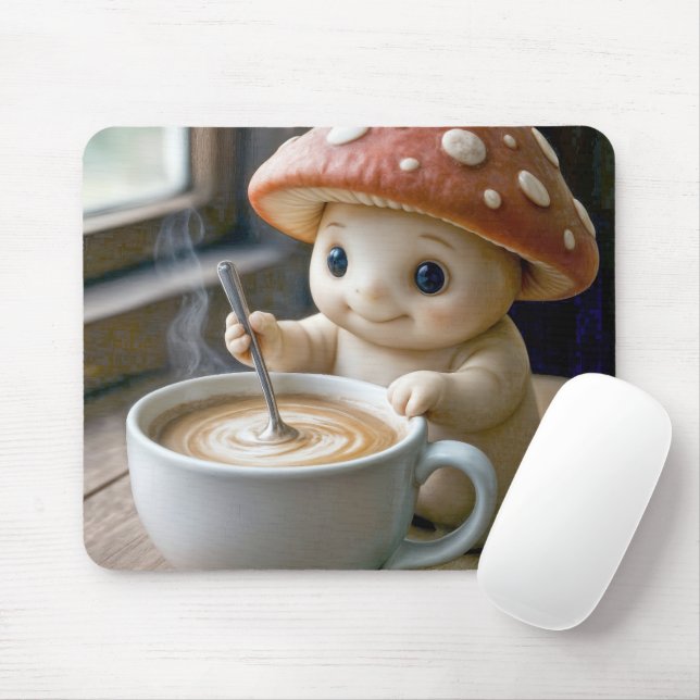 Tapis De Souris Champignons Munchkin Stirring Café du matin (Avec souris)