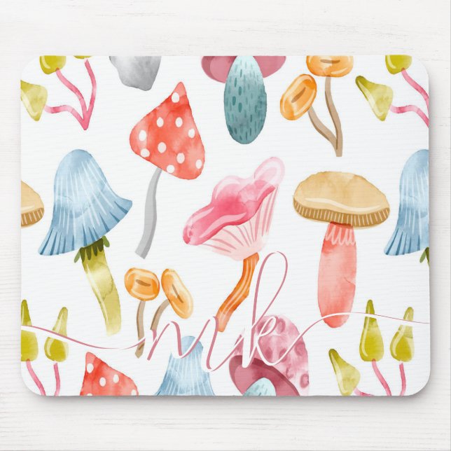 Tapis De Souris Champignons Pastel Aquarelle (Devant)