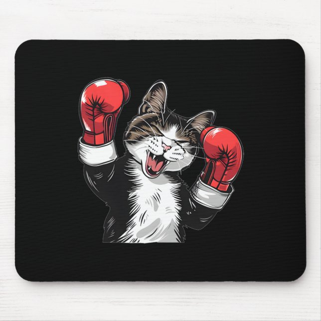 Tapis De Souris Champion de boxe de chats Funny Cute Kitten Fighte (Devant)