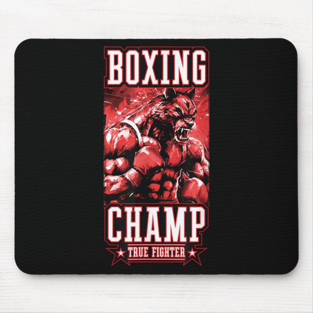 Tapis De Souris Champion de boxe loup _ Motivation de boxeur comba (Devant)