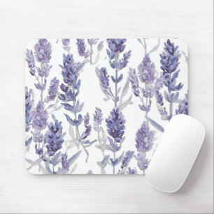 Tapis De Souris Champs de Lavande   Motif de Fleur Aquarelle Viole
