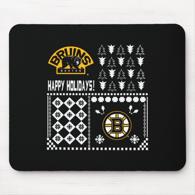 Tapis De Souris Chandail de Noël moche de Boston Bruins (Devant)