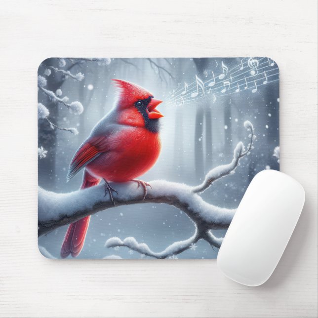 Tapis De Souris Chant Cardinal Avec Notes Musicales (Avec souris)