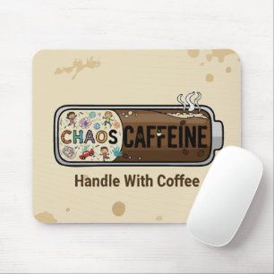 Tapis De Souris Chaos & Caféine Vie de Maman Parenting Drôle Café