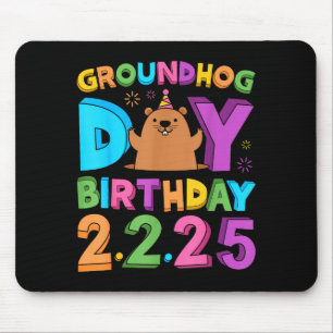 Tapis De Souris Chapeau de fête d'anniversaire Jour de la marmotte