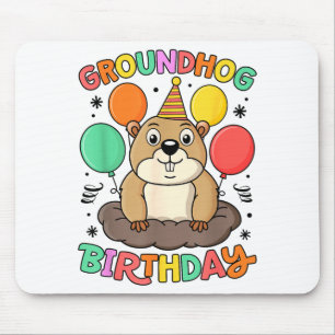 Tapis De Souris Chapeau de fête d'anniversaire Jour de la marmotte