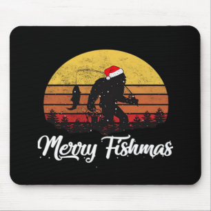 Tapis De Souris Chapeau de Noël de Santa Bigfoot Joyeux Fishmas Vi