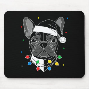 Tapis De Souris Chapeau de Noël géométrique de bouledogue français