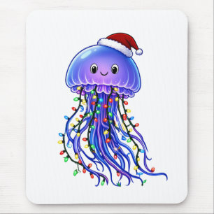 Tapis De Souris Chapeau de Père Noël en méduse Lumières de Noël Jo