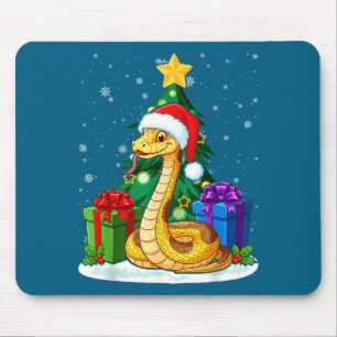 Tapis De Souris Chapeau de Santa serpent Pyjama de Noël Animaux mi