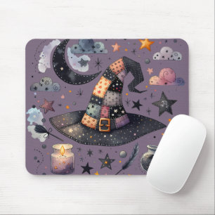 Tapis De Souris Chapeau de sorcière fantaisiste et magie céleste