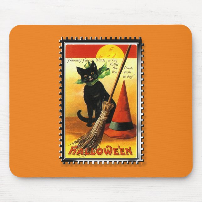 Tapis De Souris Chapeau de sorcière pour chat d'Halloween (Devant)