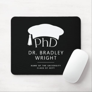 Tapis De Souris Chapeau doctoral personnalisé de doctorat pour la
