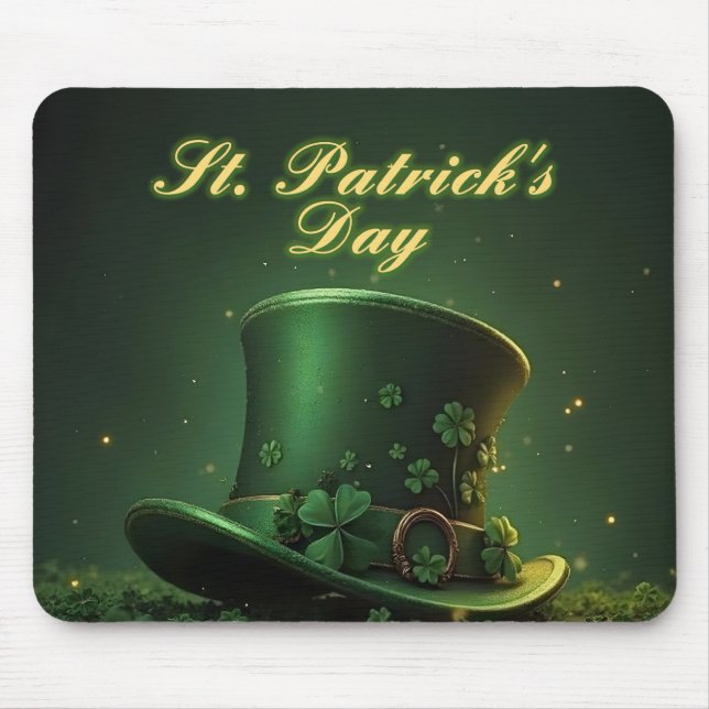 Tapis De Souris Chapeau et motif de trèfle de la Saint-Patrick (Devant)