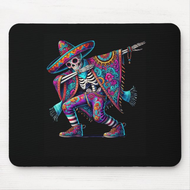 Tapis De Souris Chapeaux de fête de dabbing skeleton cinco de mayo (Devant)