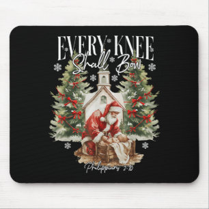 Tapis De Souris Chaque genou fléchira Santa Noël Scène de la Nativ