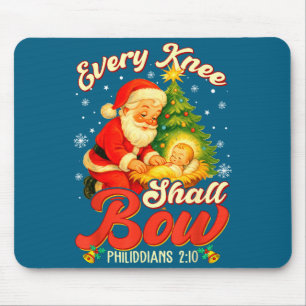 Tapis De Souris Chaque genou fléchira Santa Noël Scène de la Nativ