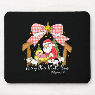 Tapis De Souris Chaque genou se courbera Santa Noël Scène de la Na