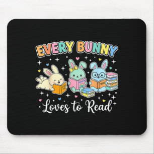 Tapis De Souris Chaque lapin adore lire un livre de Pâques de fill