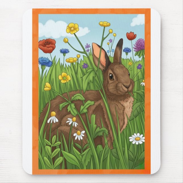 Tapis De Souris Chaque lapin aime les fleurs (Devant)