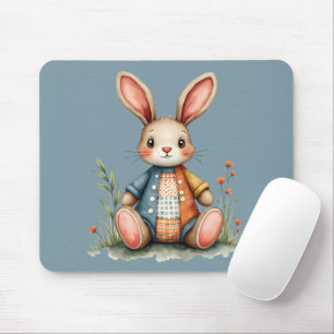Tapis De Souris Chariot de lapin de chaume en gros bois
