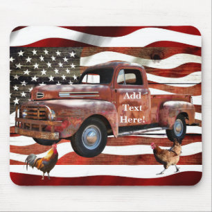 Tapis De Souris Chariot rouge vintage American Flag Roster Hen